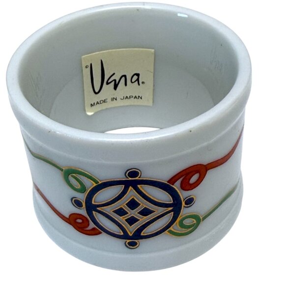 Vintage Vera Neumann Napkin Rings Set of 4 Elegant Scroll White Ceramic - Picture 2 of 9